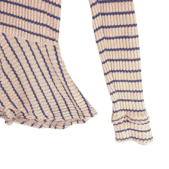 We The Free People Auntie Em Striped Thermal Peplum Top, Women's S 3/4 Sleeve - Picture 5 of 9